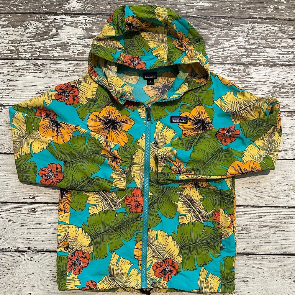 Patagonia Kids Floral Hawaiian Print Windbreaker 7 8